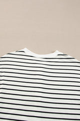 Black white Stripes Printed Half Button Long Sleeve Top and Shorts Set Short Sets JT's Designer Fashion