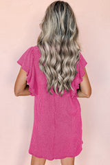 Rose Red Wishful Thinking Ribbed Flutter Sleeve Dress Dresses JT's Designer Fashion