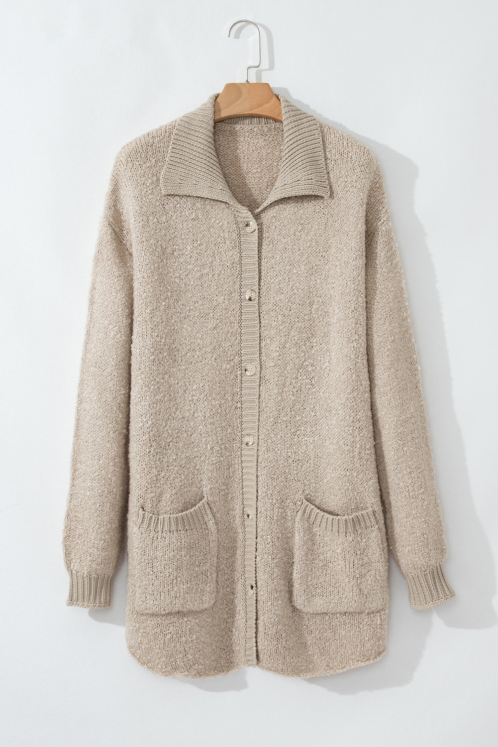 Jet Stream Collared Drop Shoulder Button Up Cardigan with Pocket Cardigans JT's Designer Fashion