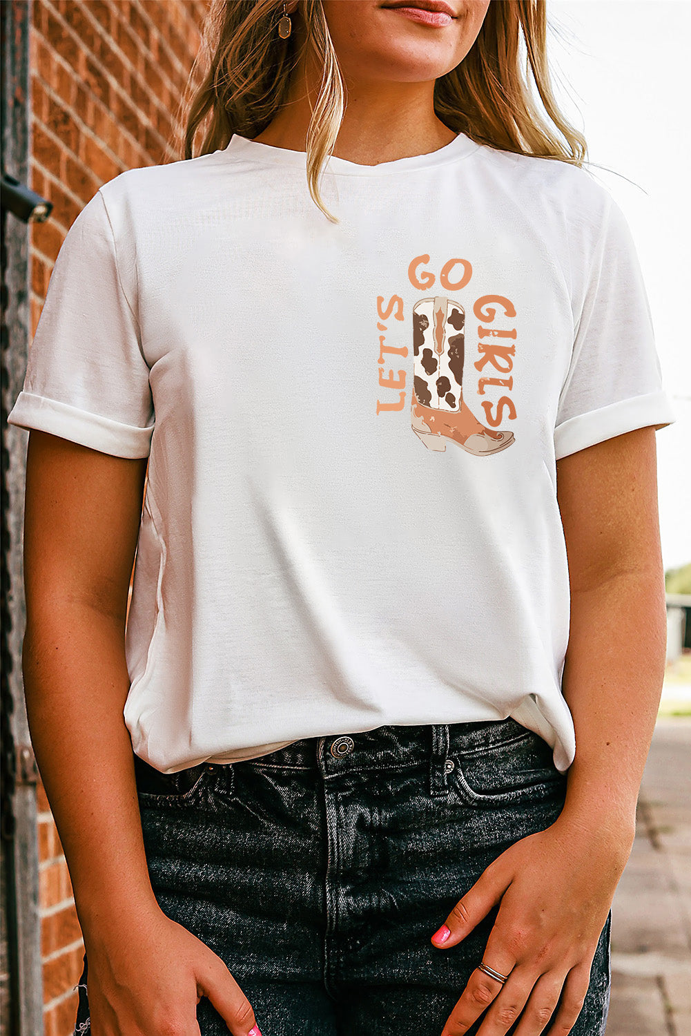 White Double-Side Cowboy Hat & Boots Graphic Tee Graphic Tees JT's Designer Fashion