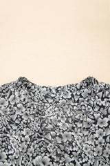 Black Rose Floral Print Ruffle Sleeve Plus Size Shift Top Plus Size Blouses & Shirts JT's Designer Fashion