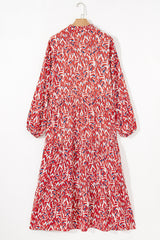 Red Plus Size Abstract Print Notch V Neck High Waist Maxi Dress Plus Size Maxi Dresses JT's Designer Fashion