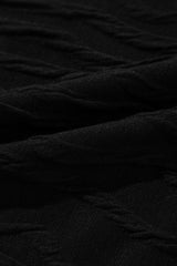 Black Solid Wavy Textured Slim Fit Long Sleeve T Shirt Long Sleeve Tops JT's Designer Fashion
