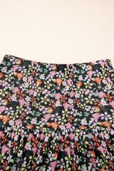 Brown Leopard Floral Reversible Ruffle Hem Maxi Skirt Skirts & Petticoat JT's Designer Fashion