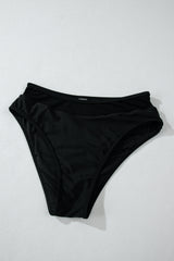 Black Sheer Mesh Edged Halter V Neck Push Up Bikini Bikinis JT's Designer Fashion