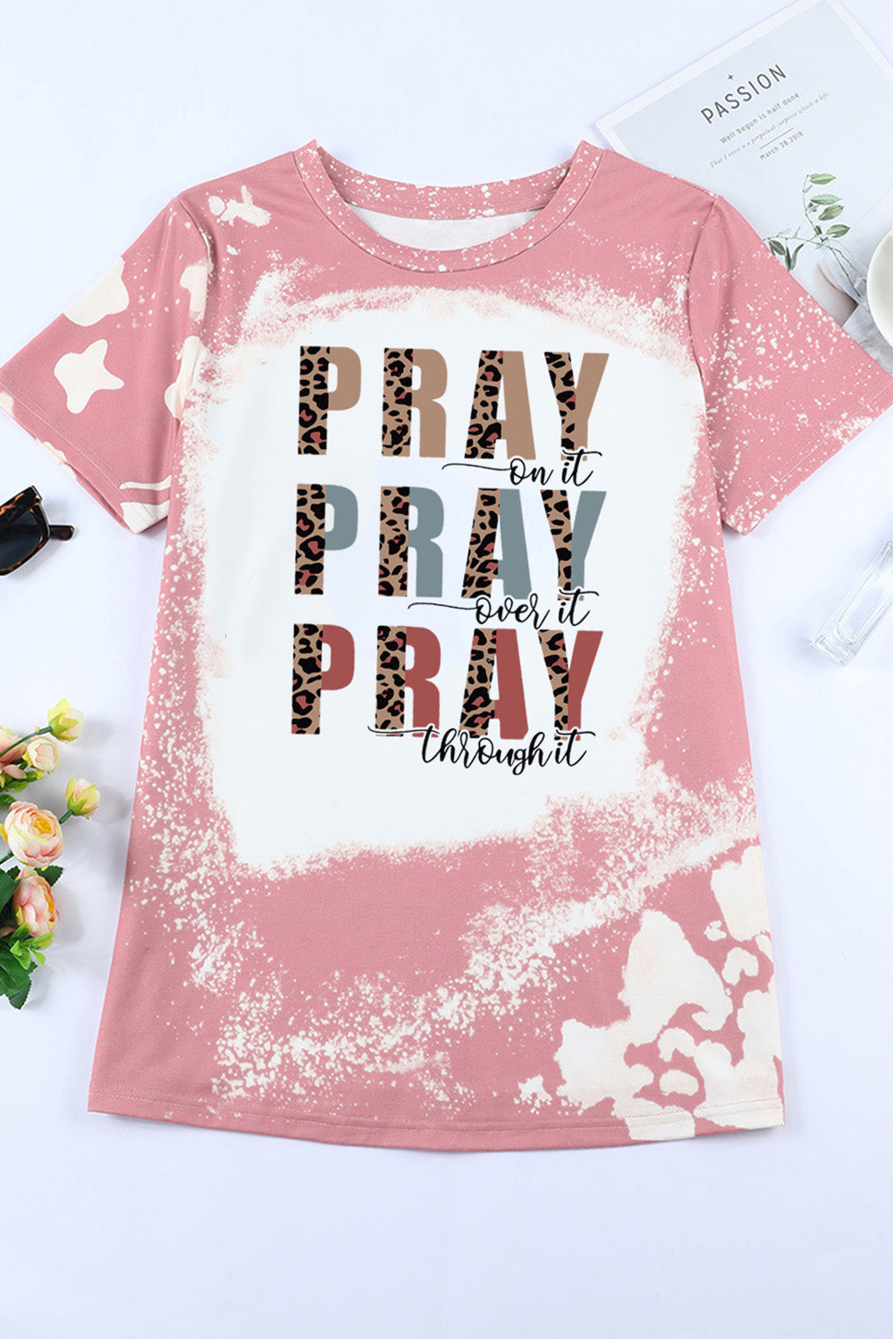 Pink PRAY Graphic Tie Dye Tee Graphic Tees JT's Designer Fashion