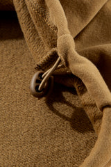 Brown Fleece Lined Half Zipper Kangaroo Pockets Loose Hoodie Sweatshirts & Hoodies JT's Designer Fashion