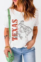 White TEXAS Cowboy Printed Western Fashion T Shirt Graphic Tees JT's Designer Fashion