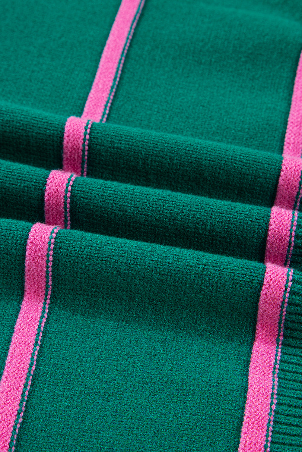Green Stripe Half Buttons Drop Shoulder Oversized Sweater Sweaters JT's Designer Fashion