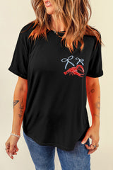 Black Girlie Bow Crawfish Printed T Shirt Graphic Tees JT's Designer Fashion