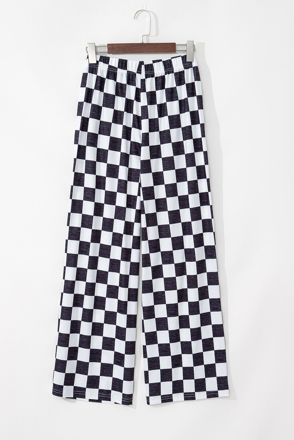 Black 2-Tone Checked Print High Waist Wide Leg Pants Pants & Culotte JT's Designer Fashion