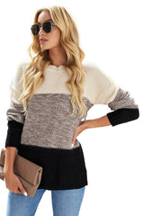 Black Color Block Netted Texture Pullover Sweater Sweaters & Cardigans JT's Designer Fashion