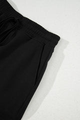 Black French Terry Drawstring Mini Skort with Pockets Skirts & Petticoat JT's Designer Fashion
