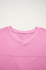 Bonbon Solid Loose V Neck Half Sleeve Tee and Shorts Short Sets JT's Designer Fashion