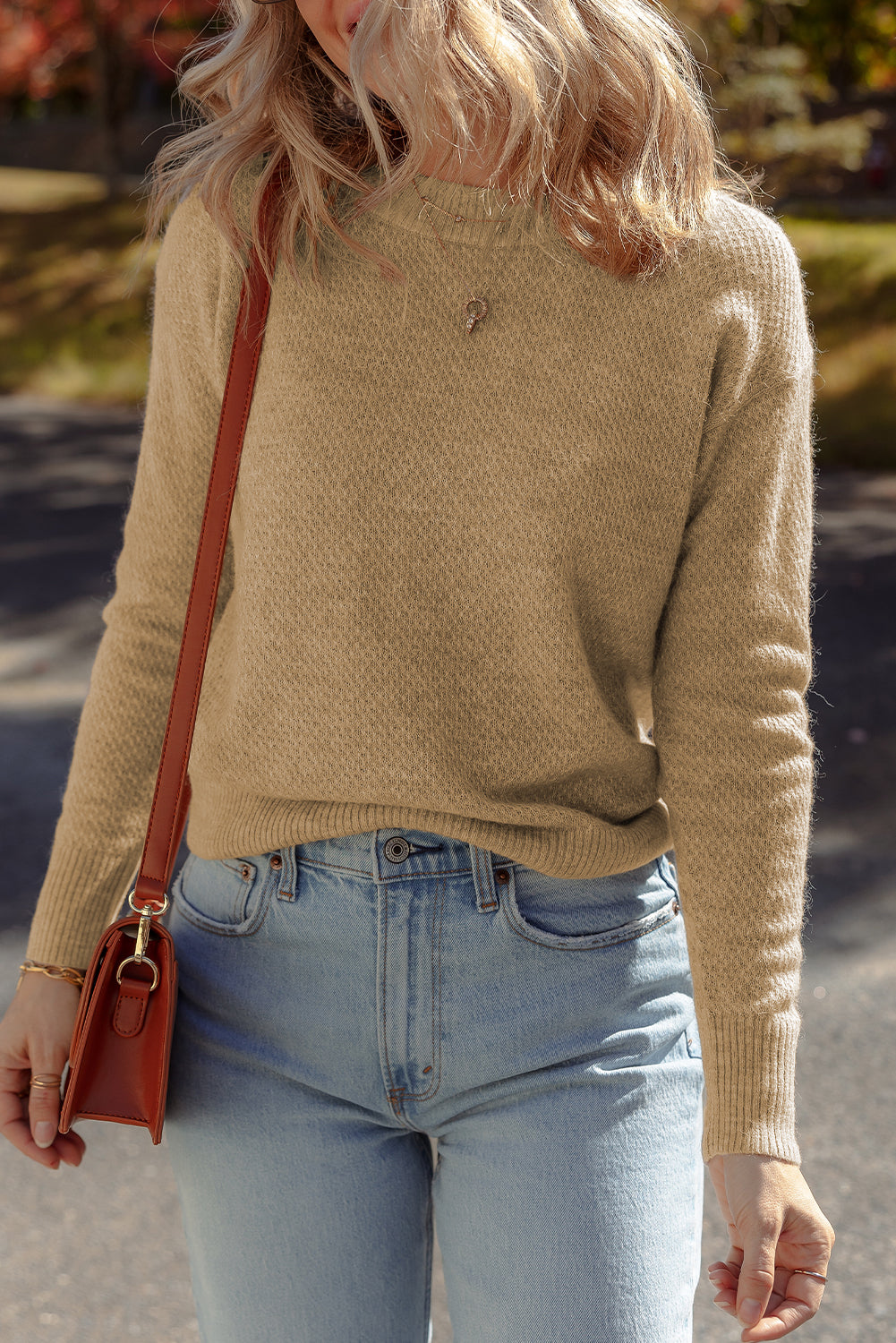Straw Yellow Brushed Knit Casual Fitted Sweater Sweaters JT's Designer Fashion