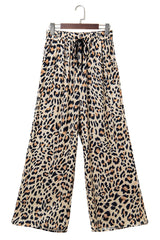 Parchment Leopard Drawstring Flowy Wide Leg Pants Pants & Culotte JT's Designer Fashion