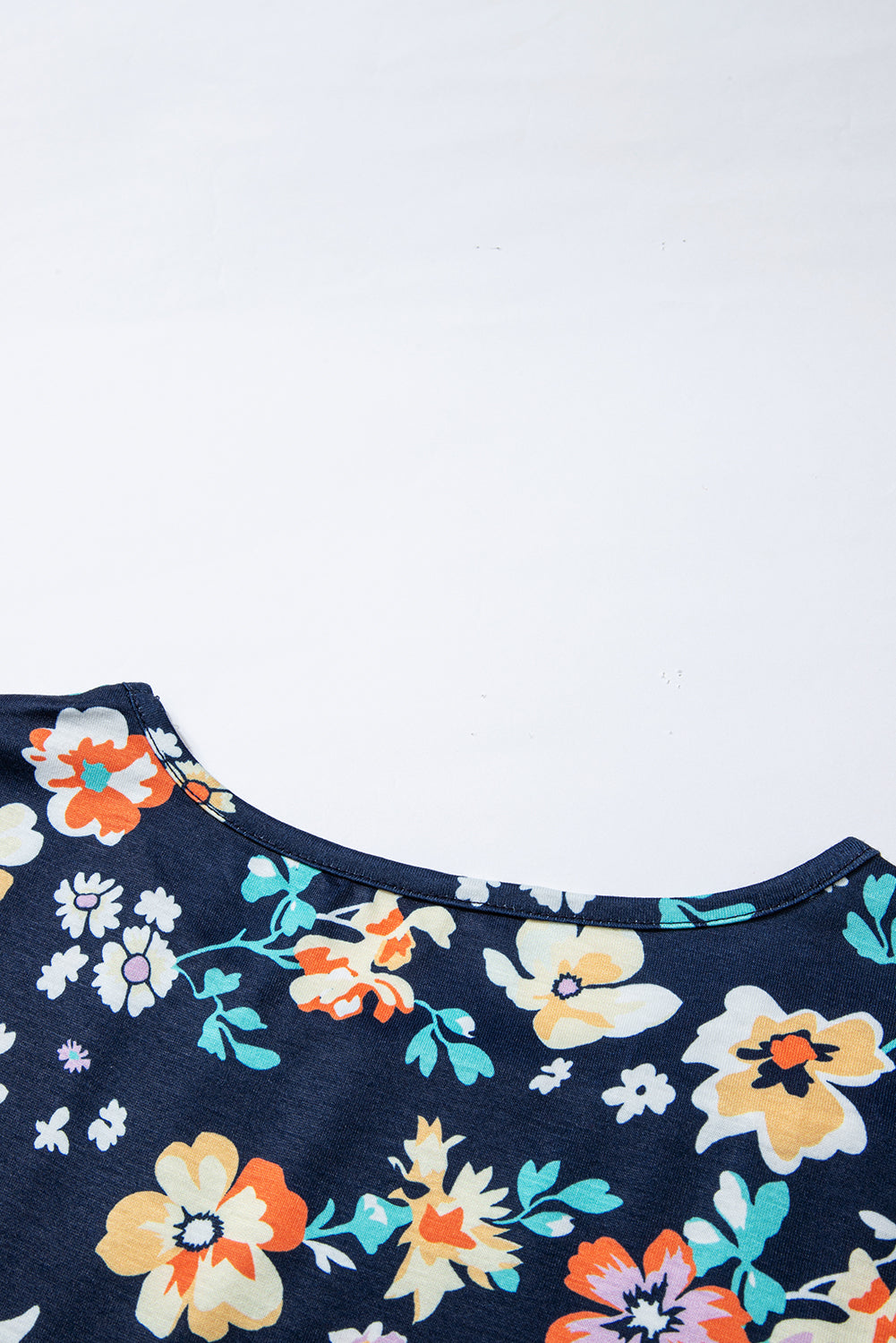 Blue Short Sleeve A-line Floral Dress Floral Dresses JT's Designer Fashion