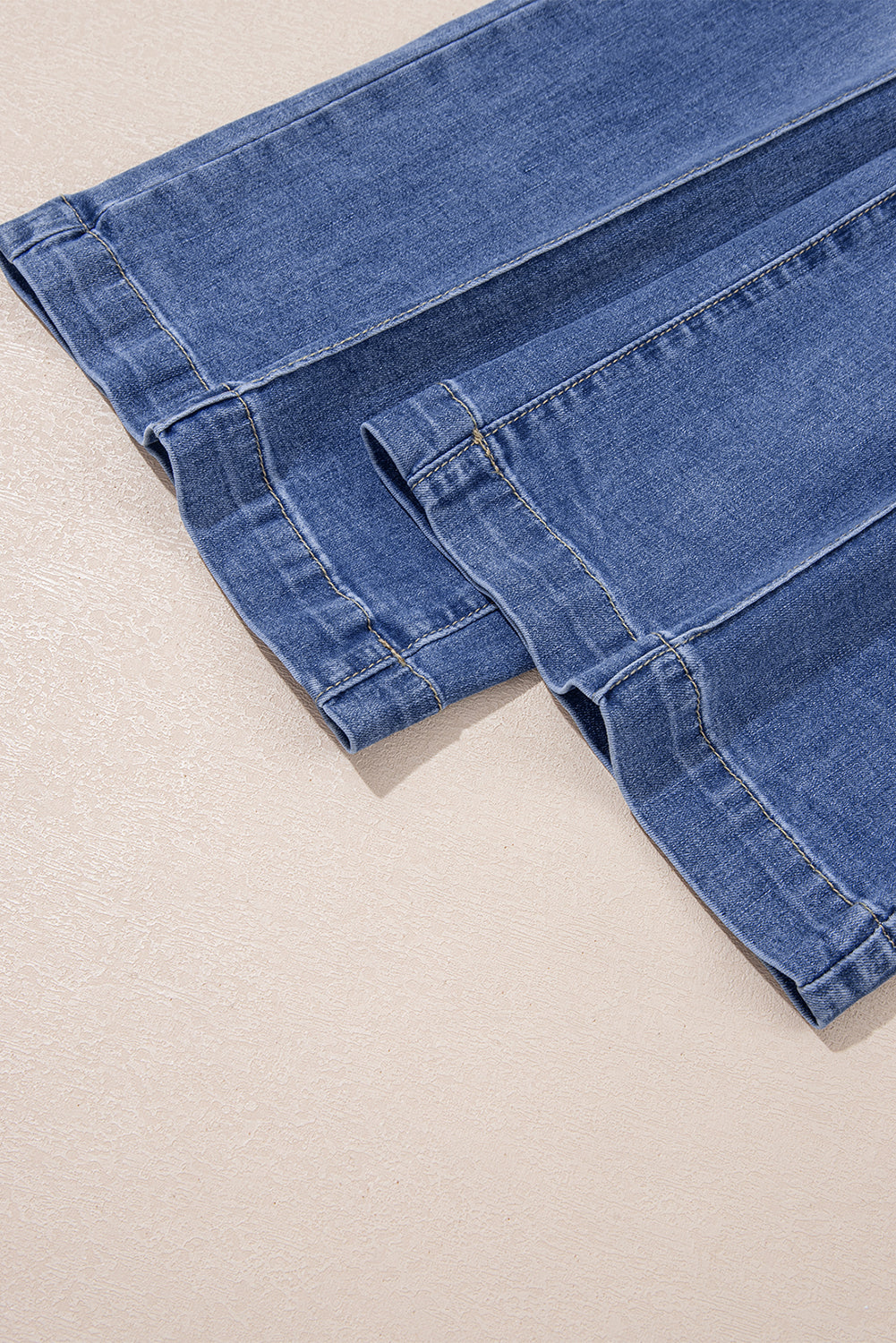Beau Blue Tailored Center Seam Detail Straight Loose High Rise Jeans Jeans JT's Designer Fashion