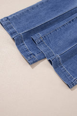 Beau Blue Tailored Center Seam Detail Straight Loose High Rise Jeans Jeans JT's Designer Fashion