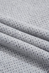Light Grey Loose Eyelet V Neck Drop Shoulder Sweater Sweaters JT's Designer Fashion