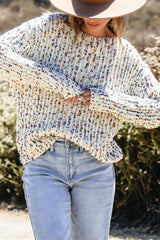 White Confetti Reversible Twist Sweater Sweaters JT's Designer Fashion