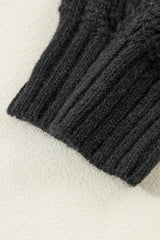 Black Hollow Out Knit V Neck Drop Shoulder Sweater Sweaters JT's Designer Fashion