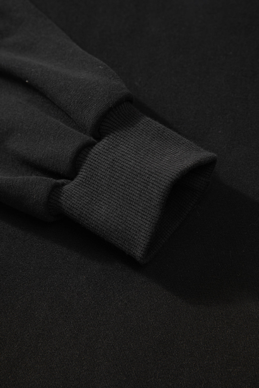Black Solid O Neck High Low Hem Pullover Sweatshirt Sweatshirts & Hoodies JT's Designer Fashion