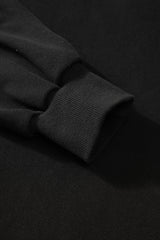 Black Solid O Neck High Low Hem Pullover Sweatshirt Sweatshirts & Hoodies JT's Designer Fashion