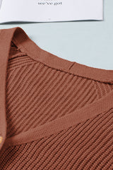 Red Bishop Sleeve Button V Neck Cardigan Sweater Cardigans JT's Designer Fashion