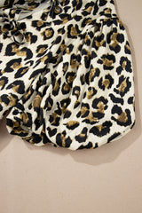 Apricot Leopard Bubble Sleeve Bow Tie Front Peplum Blouse Blouses & Shirts JT's Designer Fashion