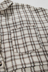 White Stripe Plus Size Plaid Buttoned Raw Hem Tunic Shirt Dress Plus Size Midi Dresses JT's Designer Fashion