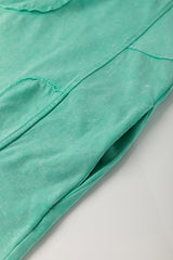 Mint Green Mineral Wash Flower Patchwork Mini T Shirt Dress T Shirt Dresses JT's Designer Fashion