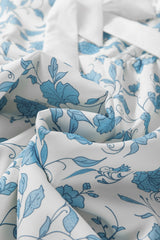 Sky Blue Floral Contrast Bow Puff Sleeve Mini Dress Mini Dresses JT's Designer Fashion