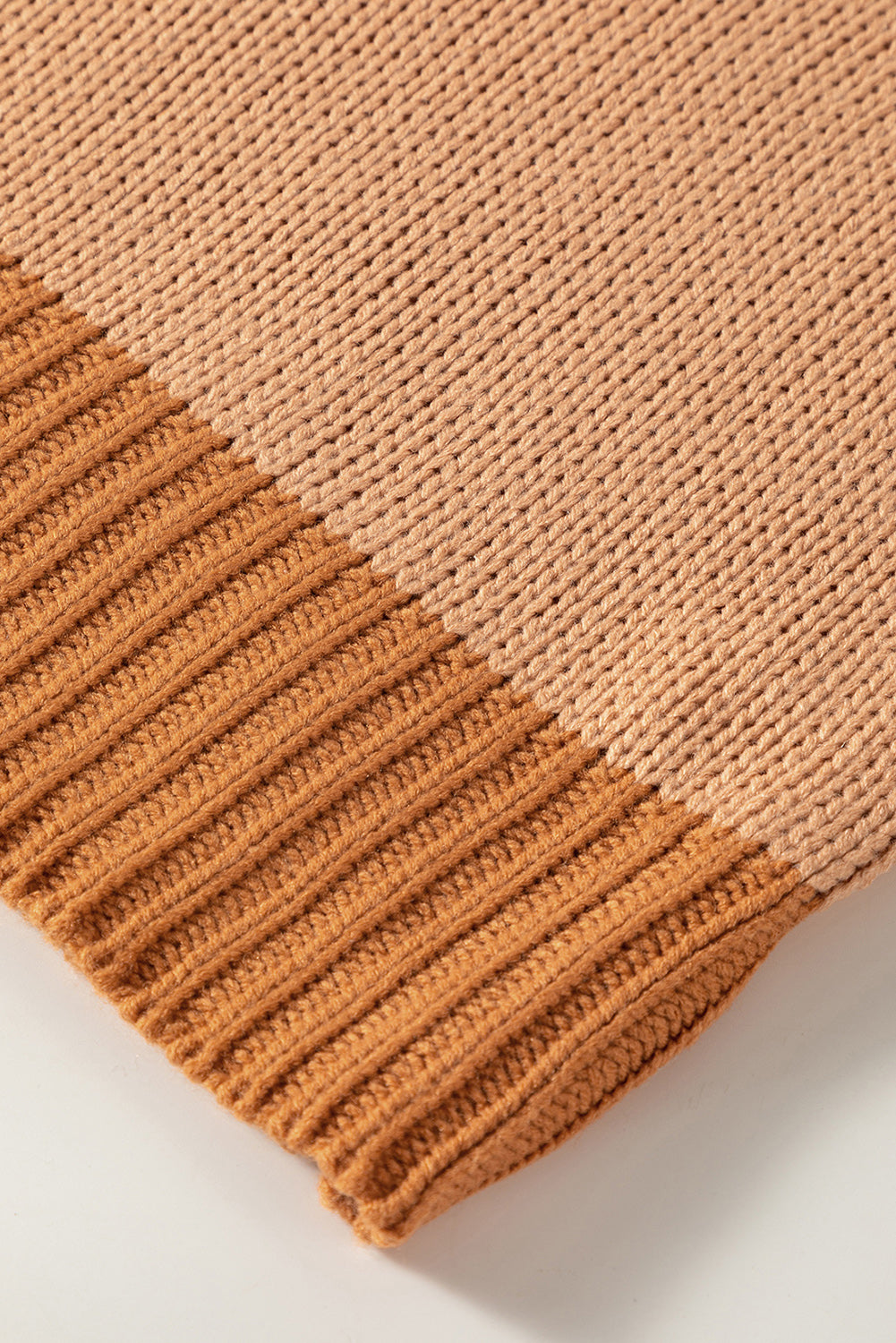 Light French Beige Color Block Contrast Stitch Oversized Sweater Sweaters & Cardigans JT's Designer Fashion