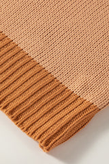 Light French Beige Color Block Contrast Stitch Oversized Sweater Sweaters & Cardigans JT's Designer Fashion
