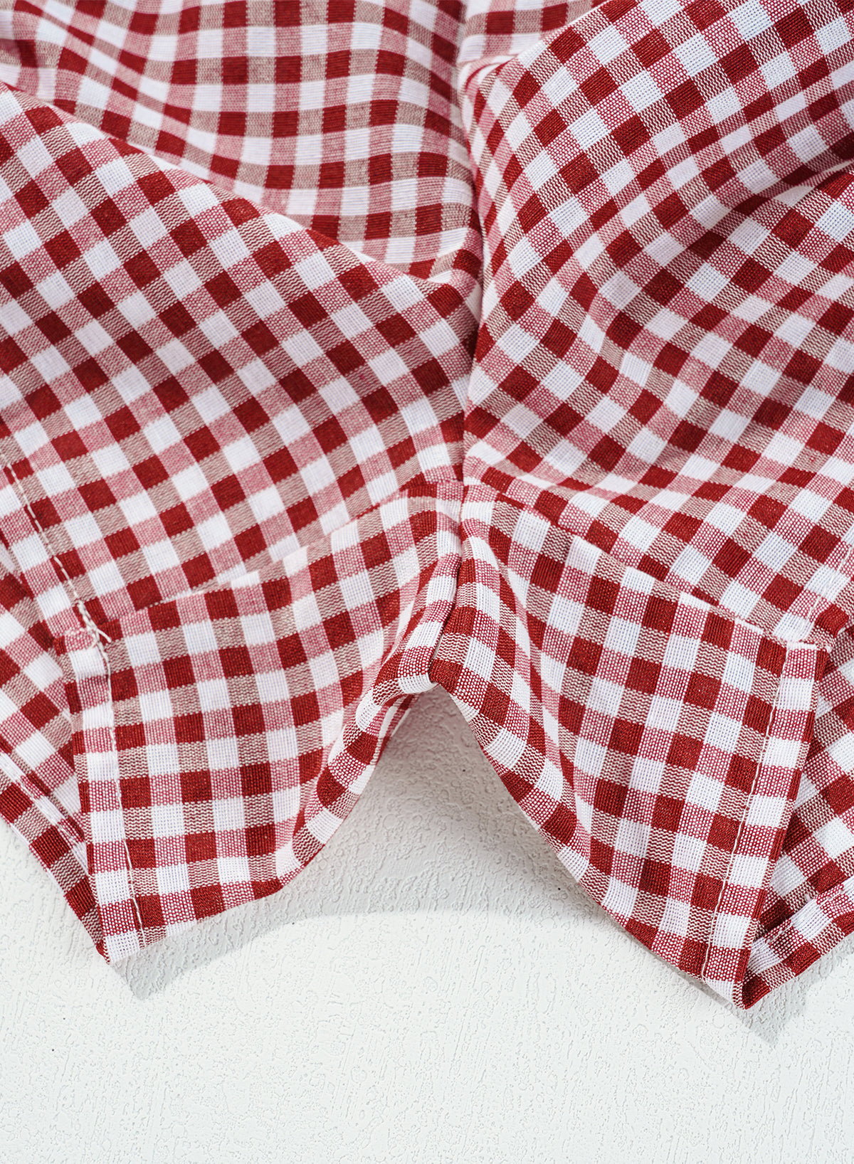 Red Gingham Printed High Waist Shorts Casual Shorts JT's Designer Fashion