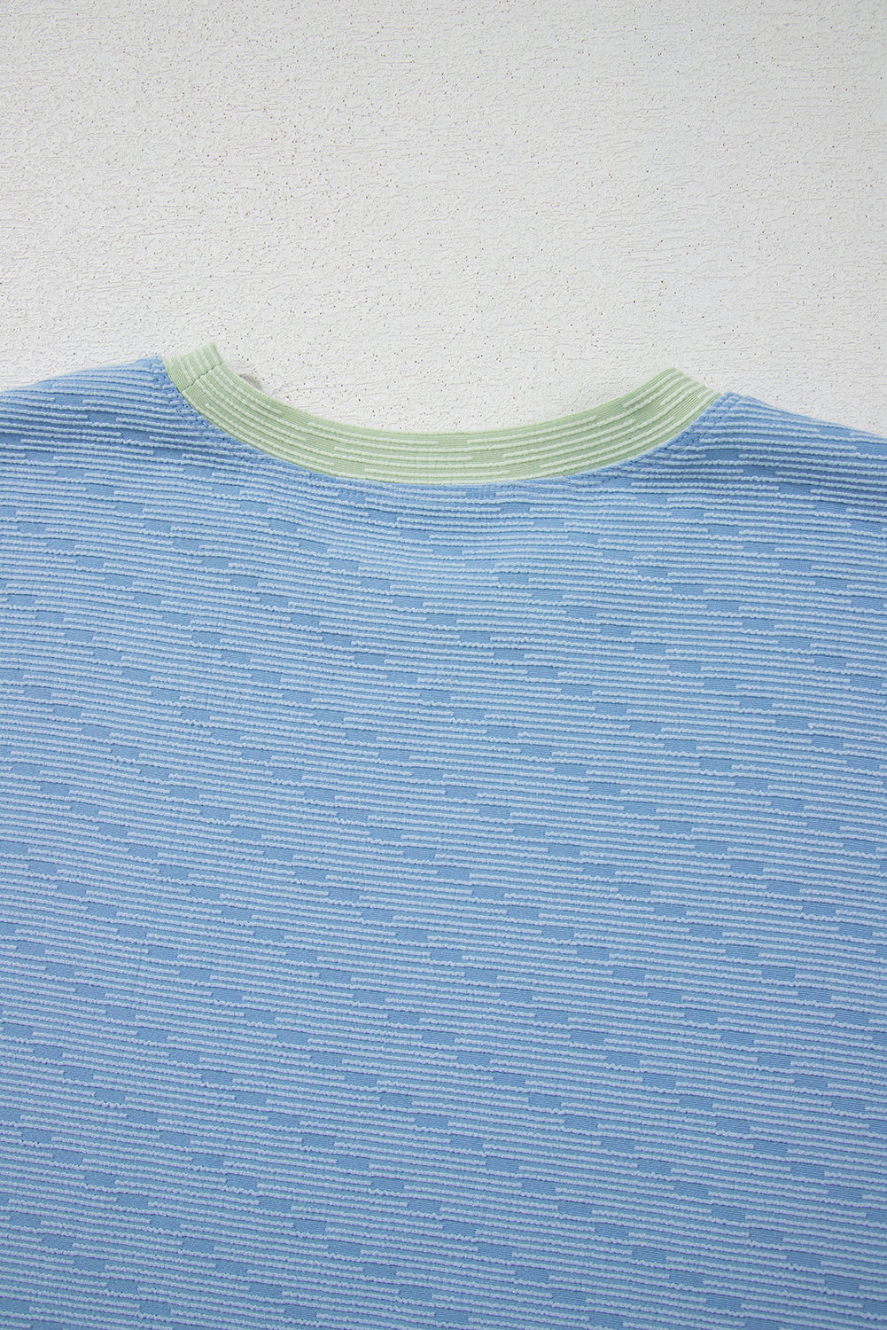 Beau Blue Corded Knit Contrast Trim Round Neck Cap Sleeve 2pcs Short Set Short Sets JT's Designer Fashion