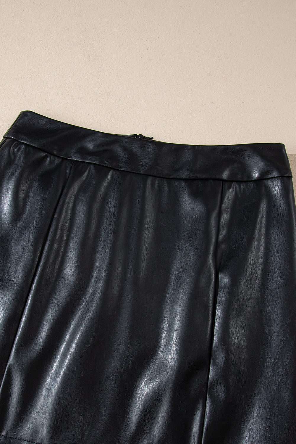 Black PU Leather Side Slits Slim Fit High Waist Mini Skirt Skirts & Petticoat JT's Designer Fashion