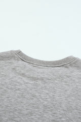 Gray Plain Crew Neck Pullover Sweatshirt Sweatshirts & Hoodies JT's Designer Fashion