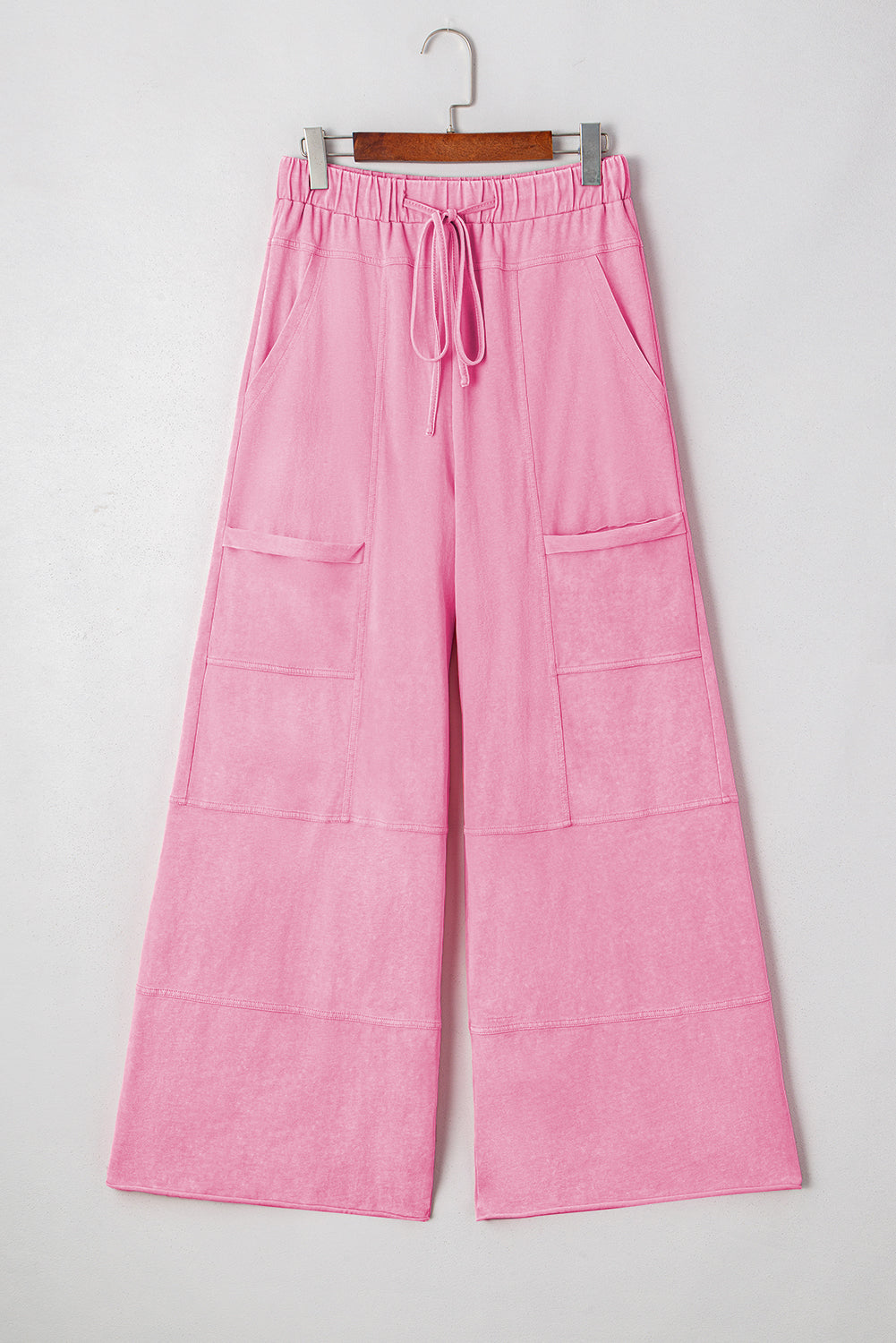 Bonbon Mineral Wash Exposed Seam Drawstring High Waist Wide Leg Cargo Pants Casual Shorts JT's Designer Fashion