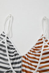 Yellow Stripe Two Tone Contrast Spaghetti Strap Backless Overall Jumpsuits & Rompers JT's Designer Fashion