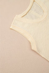 Beige Solid Color Tank Top and Smocked Waist Pants Set Pant Sets JT's Designer Fashion