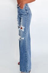 Ashleigh Blue Acid Wash Distressed Wide Leg High Waist Jeans Jeans JT's Designer Fashion
