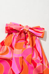 Rose Abstract Printed High Neck Knotted Nape Sleeveless Long Dress Maxi Dresses JT's Designer Fashion