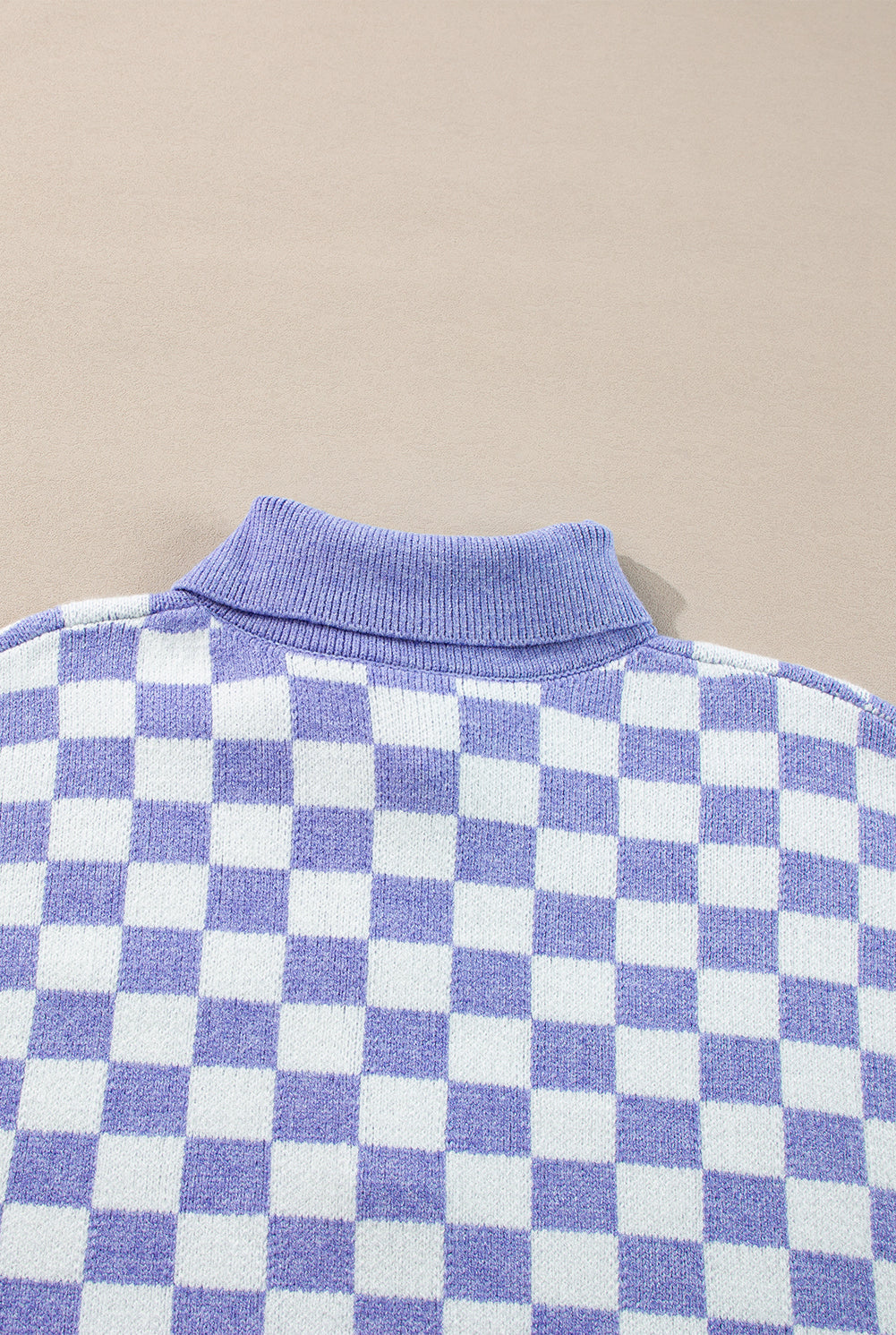 Purple Checkered Collared Buttons Plus Size Sweater Plus Size Sweaters & Cardigans JT's Designer Fashion