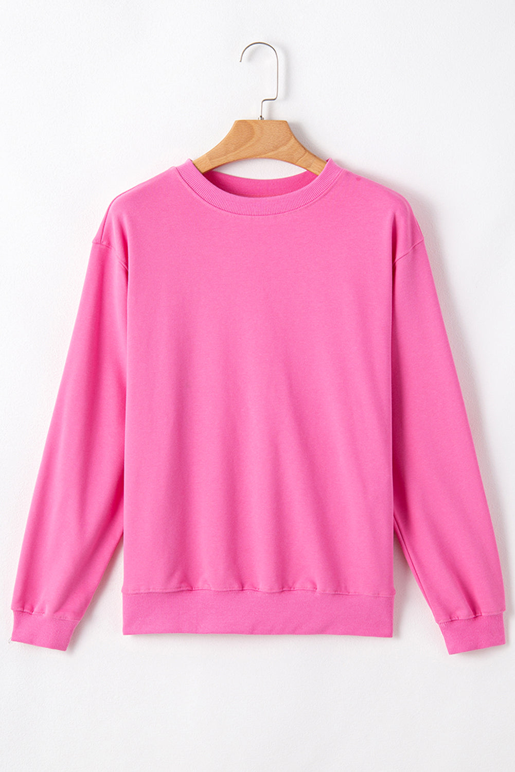 Bonbon Plain Drop Shoulder Crewneck Pullover Sweatshirt Sweatshirts & Hoodies JT's Designer Fashion