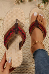 Fiery Red Woven Strap Flat Flip Flops Slippers JT's Designer Fashion