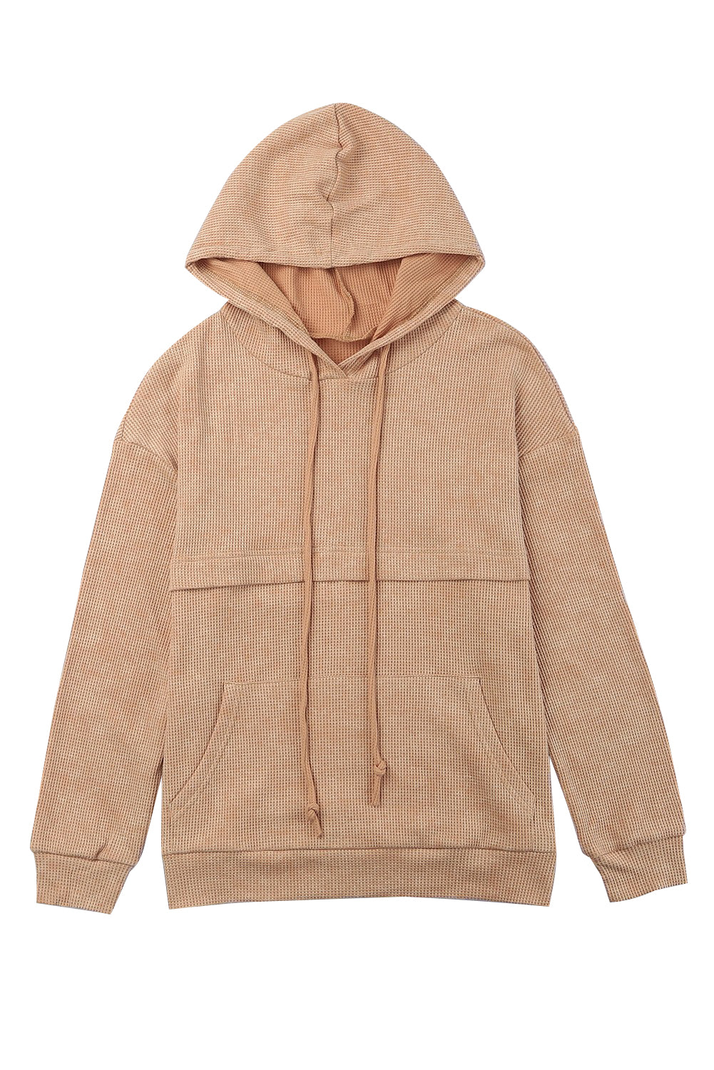 Waffle Knit Kangaroo Pocket Hooded Sweatshirt Sweatshirts & Hoodies JT's Designer Fashion