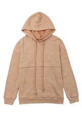Waffle Knit Kangaroo Pocket Hooded Sweatshirt Sweatshirts & Hoodies JT's Designer Fashion