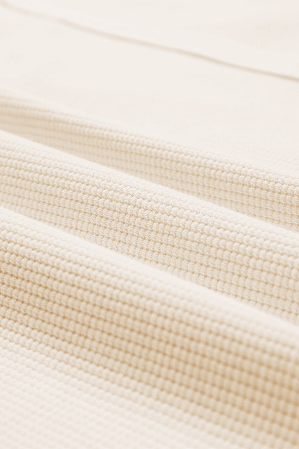White Waffle Knit Bishop Sleeve Split Oversized Sweatshirt Sweatshirts & Hoodies JT's Designer Fashion